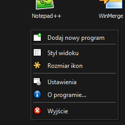 Total Editor - Menu kontekstowe programu