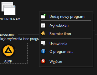 Total Editor - Menu kontekstowe programu